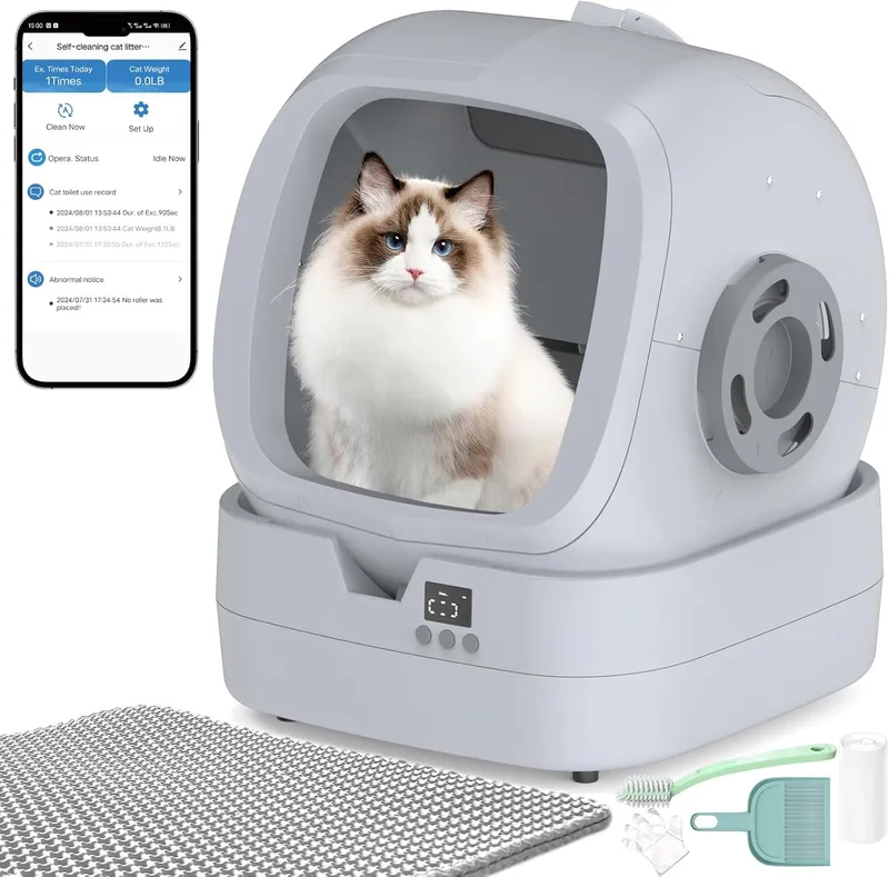 Mintakawa Automatic Cat Litter Box Self Cleaning Light Grey