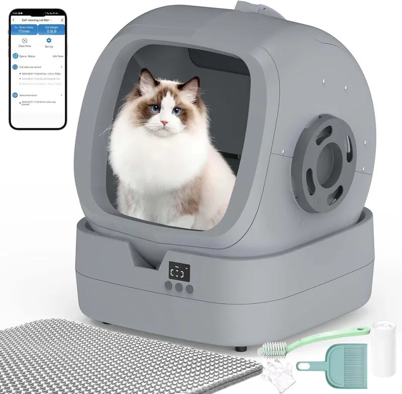 Mintakawa Automatic Cat Litter Box Self Cleaning Mid Grey