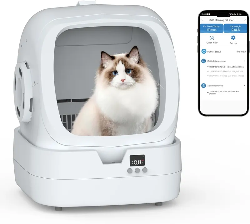 Mintakawa Automatic Cat Litter Box Self Cleaning White